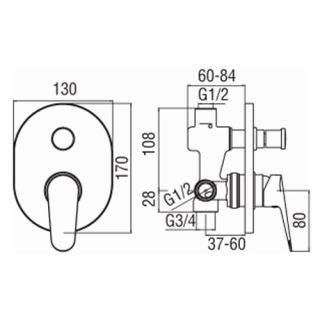 Смеситель Nobili Blues BS101100CR для душа встраиваемый